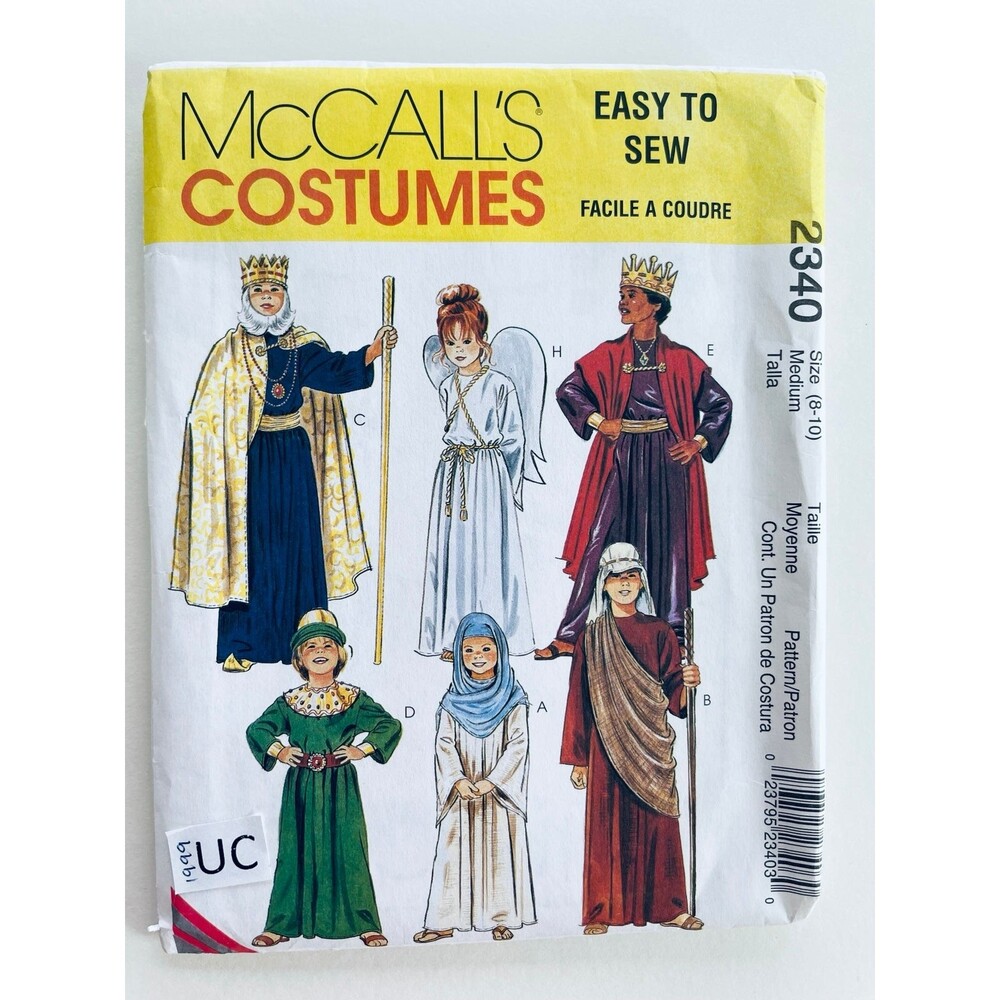 McCalls 2340 Unisex Child Nativity Sewing Pattern Sz 8-10 UNCUT 1999.